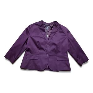 New York Company Women Suit Jacket Sz 18 Purple Single Breast 3/4 Sleeve Blazer